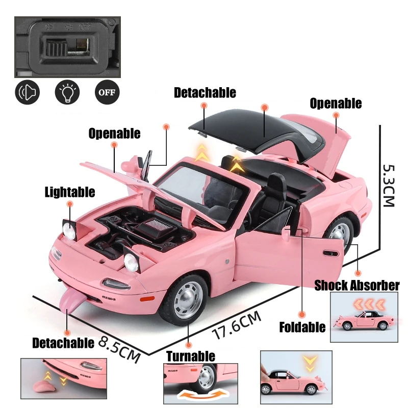 1/24 マツダミアータ MX5 ロードスターおもちゃの車モデルダイ