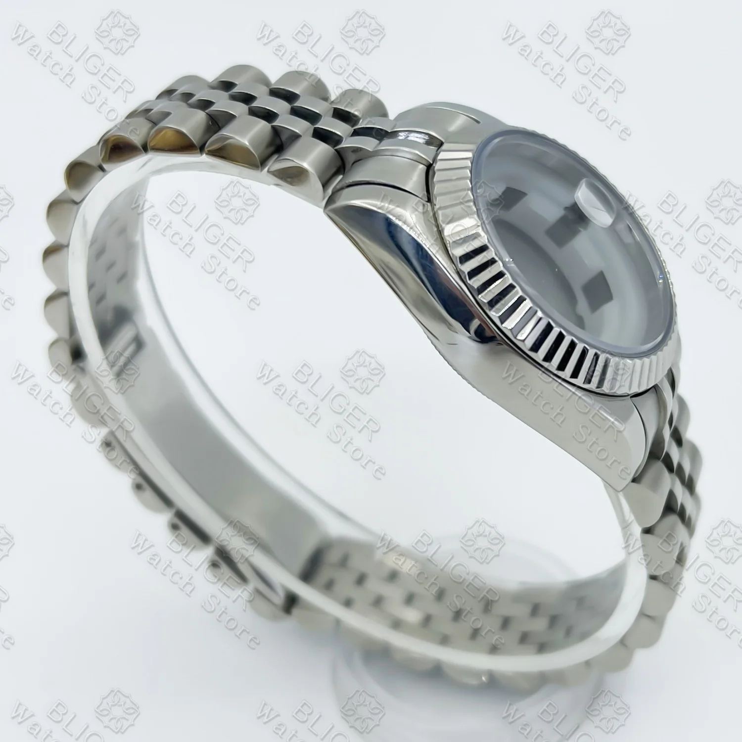 BLIGER 31mm NH05 NH06 Watch Case Fluted Curved Silver Gold Rose Gold Jubilee For Ladies Watch Date Sapphire Glass Waterproof