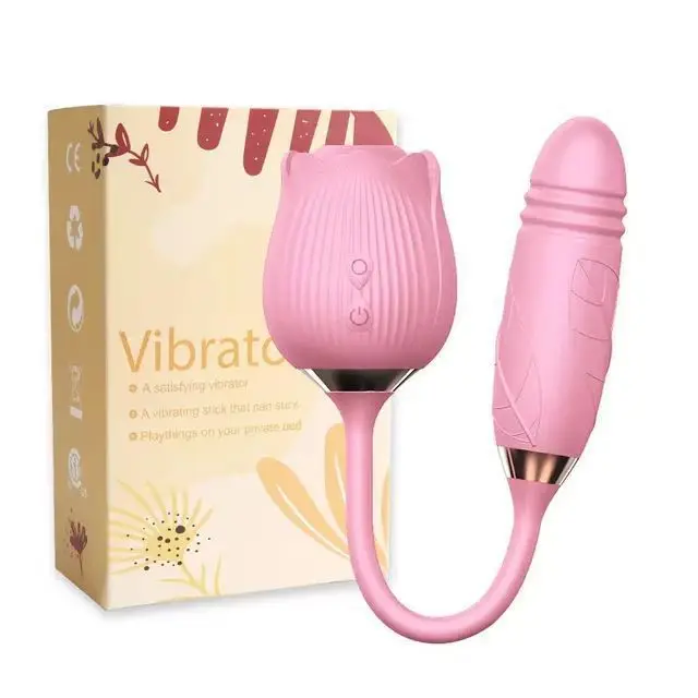 Rose Toy Female Vibrator 3-in-1 Adult Toy Female Sex Toys Equipped with 10 Tongue Licking And Pushing Dildo G-spot Vibrators 18+
