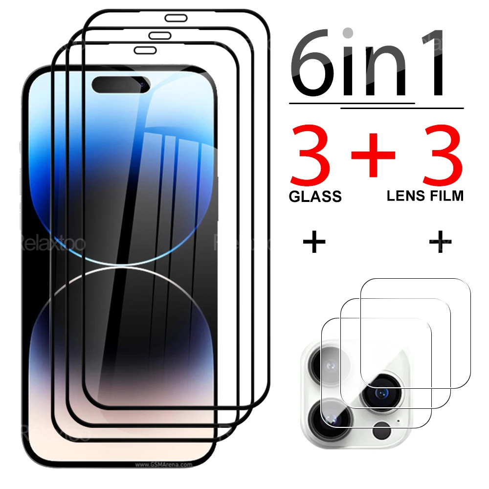 Vetro Temperato 6 In1 Per Iphone 14 Pro Pellicola Anteriore Del Telefono E Pellicola Protettiva Per Obiettivo Della Fotocamera In Vetro Per Iphone 14P