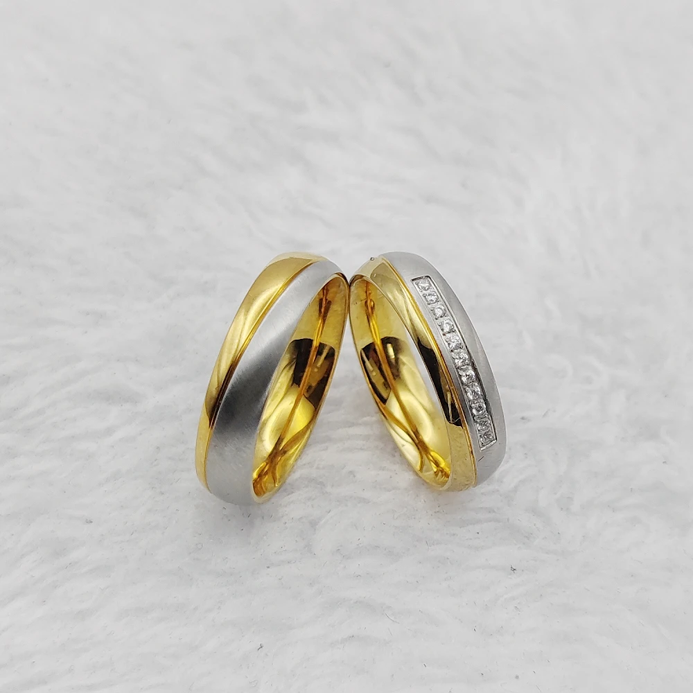 Designer Stainless Steel Modern Jewellery Valentines Promise Wedding Bands Rings Golden Couples Ring Big US size 14 Male 2