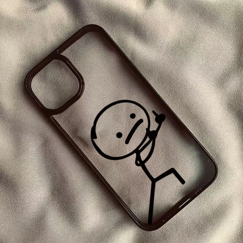 Cartoon Matchman Hard Clear Phone Case - Stylish and Durable Protection with Graphic Design