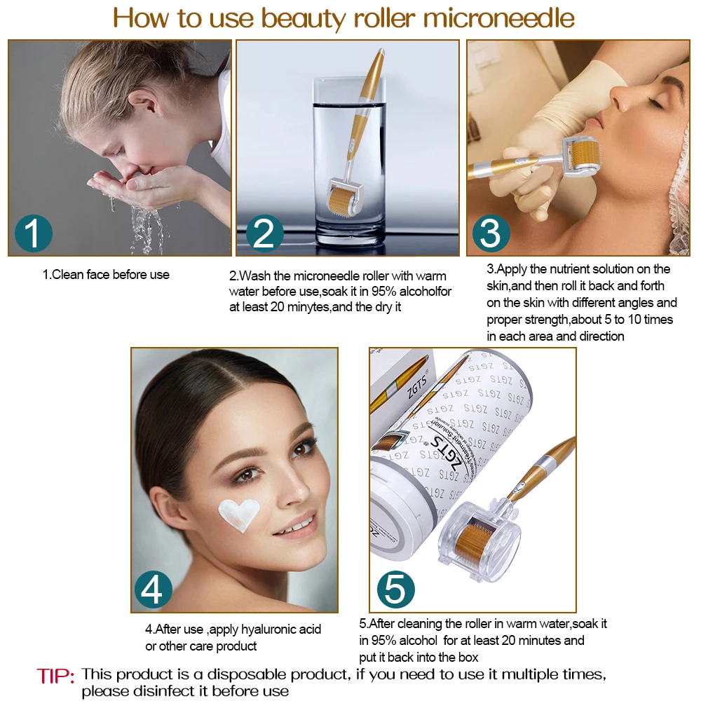 ZGTS 192 Derma Roller Titanium Micro Needles Dermaroller Mesotherapy Mesoroller For Face Skin Care 0.2/0.25/0.3mm Needles Length images - 6