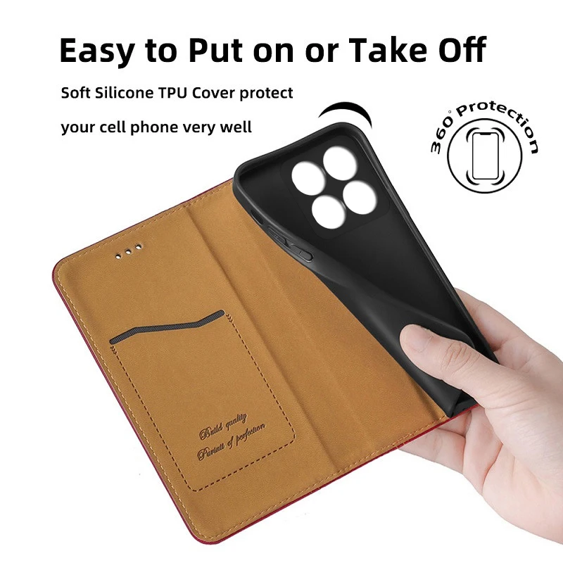 Premium Flip Leather Wallet Case for 6.3 Phone - Book Style Holster Cover