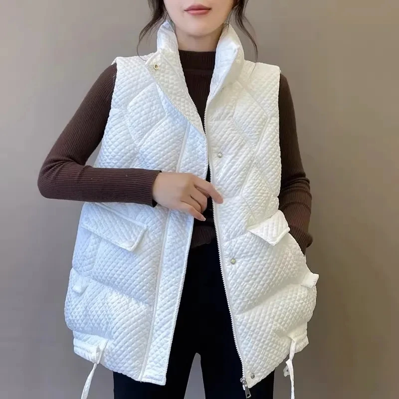 

Down Cotton-Padded Jacket Waistcoat Vest Women 2023 Autumn Winter New Loose Korean Casual Stand-Up Collar Cotton Vests Wearing