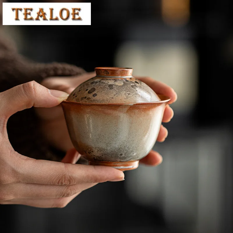 120ml Japanese Zhiye Wood-fired Porcelain Gaiwan Creative Kiln Change Tea Tureen Tea Maker Cover Bowl With Lid Teaset Craft Gift