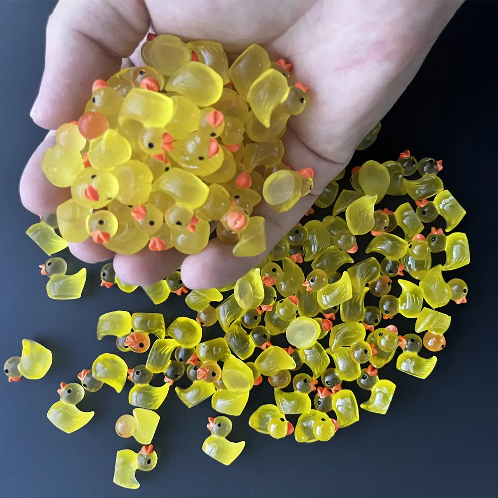Mini Yellow Ducks Luminous Duck Ornament Miniature Figures Tiny Duck Micro Fairy Garden Landscape Fairy Garden Home Decor 50Pcs miniature figurines,miniature ornament,miniature duck figurines