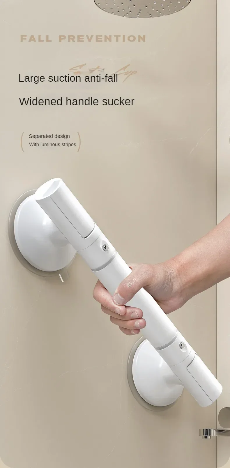Description Picture 2 of item1PC Safety Helping Handle Anti Slip Support Toilet Bathroom Safe Grab Bar Vacuum Sucker Handrail Household Suction Cup Bath Rail