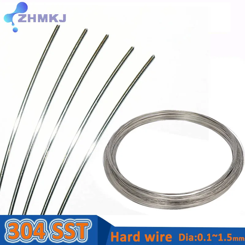 0.1/0.2/0.3/0.4/0.5/0.6/0.7/0.8/1/1.5mm Hard Wire 304 Stainless Steel Steel Wire Cord Line Rustproof Handmade DIY Single Wire