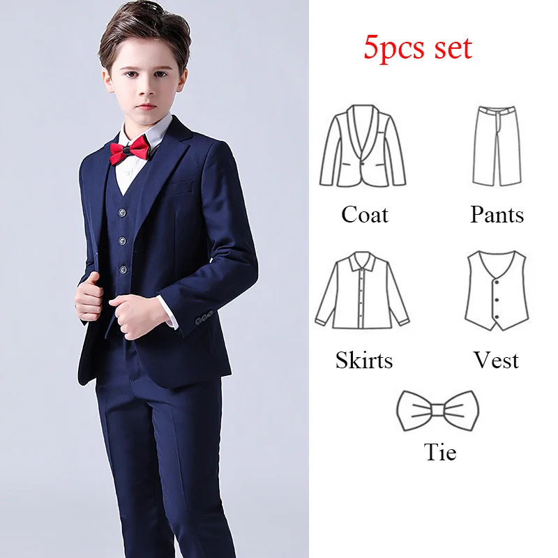 1-14 سنة الأطفال الصبي بدلة الزفاف الأسود الأزرق ا...