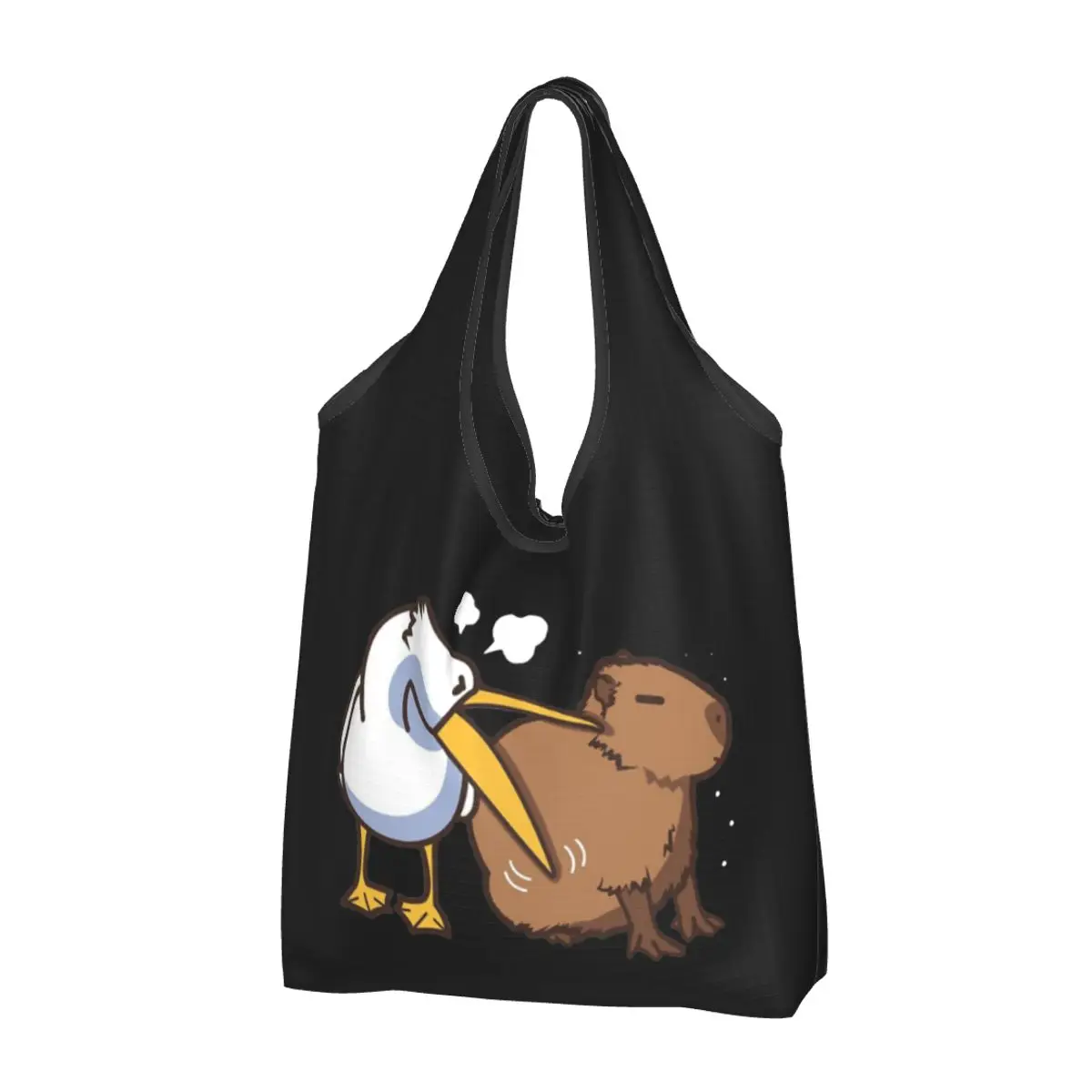 

Capybara Reusable Shopping Grocery Bags Foldable 50LB Weight Capacity Funny Kawaii Meme Animal Eco Bag Eco-Friendly Durable