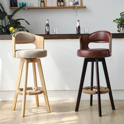 Counter High Bar Chairs Stool Modern Luxury Wood Bistro Design Bar Stools Kitchen Home Taburetes Para Barra Luxury Furniture