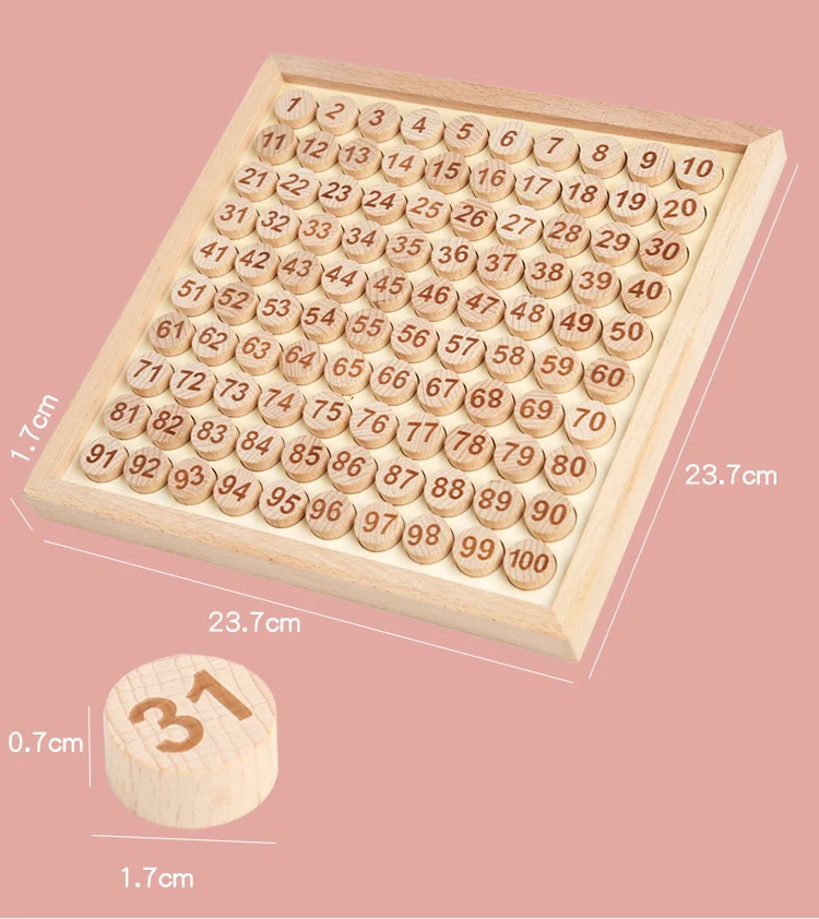 100 Counting Board Montessori Educational Toys for Kids Digital Math Arithmetic Preschool Learning Toys Addition Teaching Aids