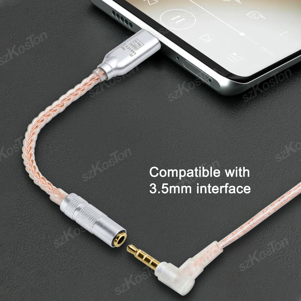 USB Type C to 3.5mm Audio Adapter CX31993 Chip 32b/384kHz DAC HiFi Headphone Amplifier IEM AMP Audio Decoder for PC Smartphone