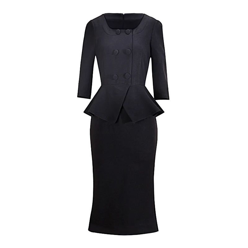 

Vintage Socialite Elegant Temperament High-end Fake Two-piece Dress Square Neck Slim Fit Fishtail Dress Black Gothic Hepburn