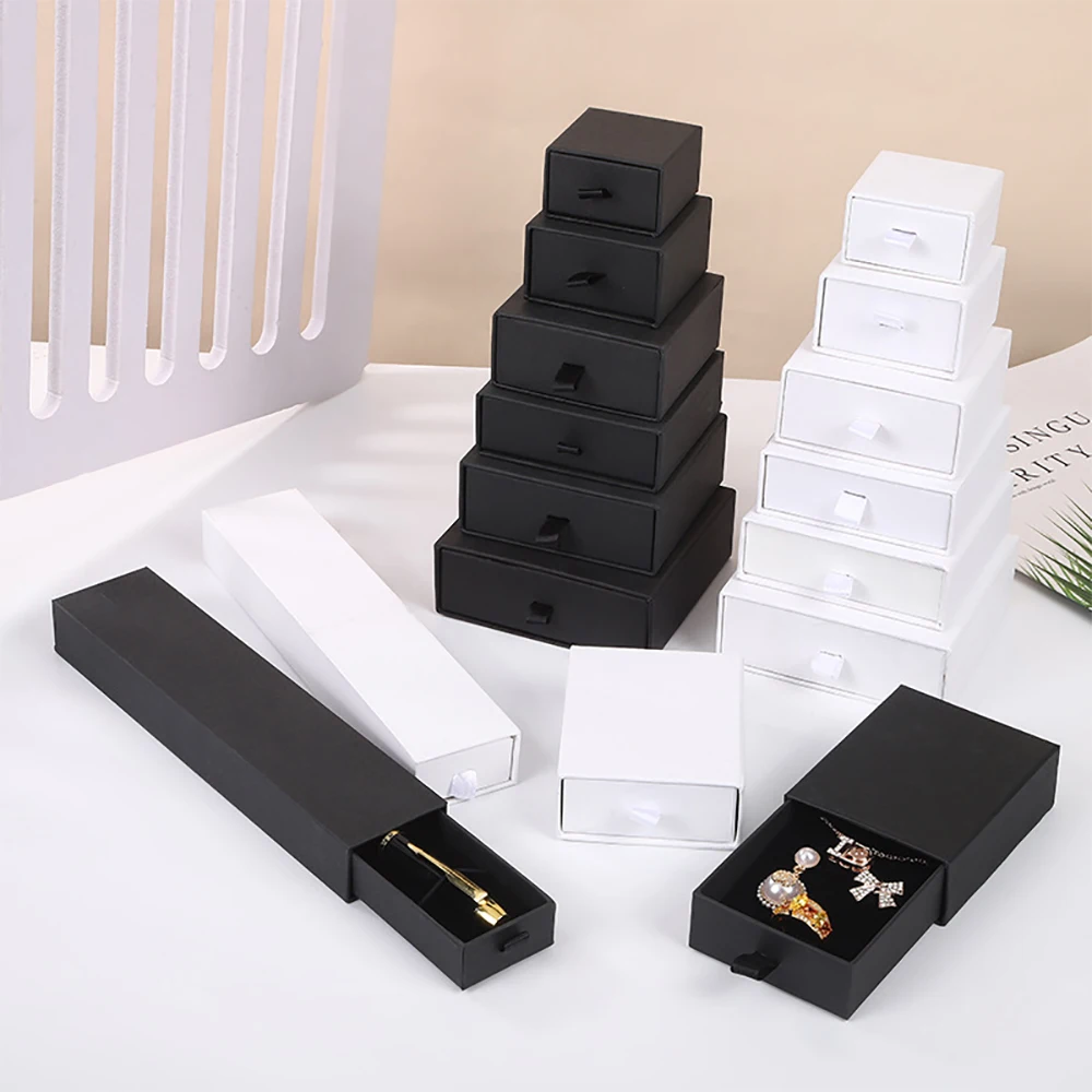5pcs Bulk Black White Cardboard Luxury Gift Drawer Paper Box For ...