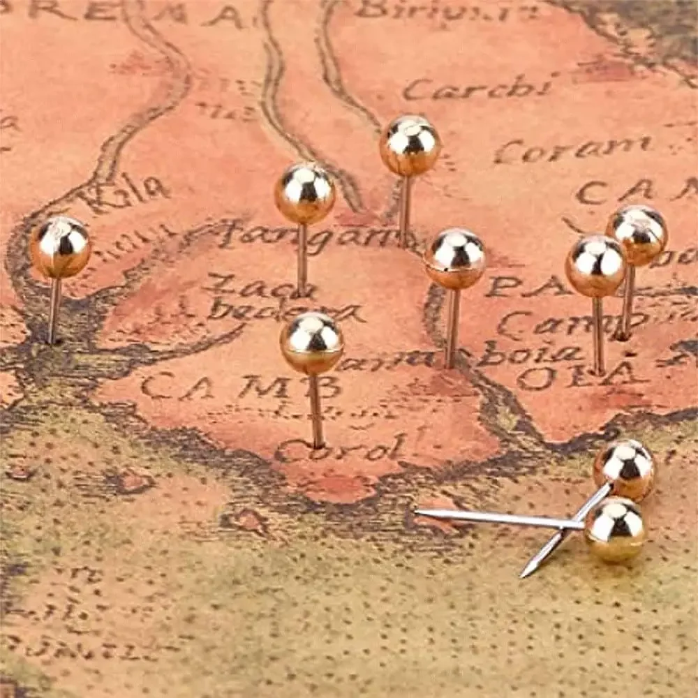 Map Tacks Thumbtack Retro Metallic Color Decorative Thumb Tacks Beads Head Marking Push Pins for Cork Board 200Pcs 1/8Inch