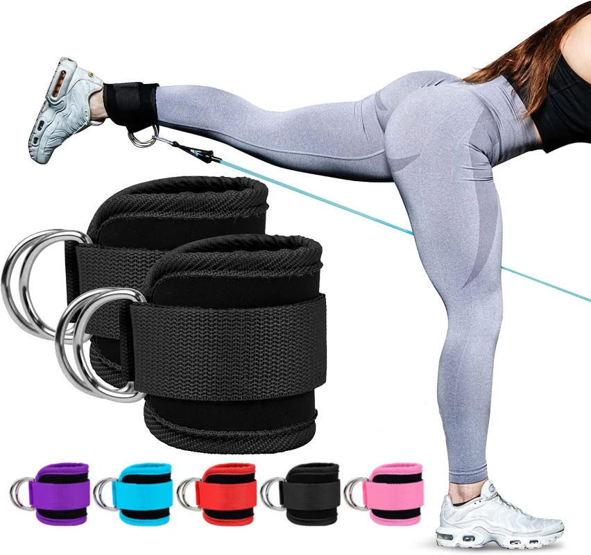 Gym Ankle Straps Double D-Ring Adjustable Neoprene Padded Cuffs Ankle Weight Leg Training Brace Support Sport Safety Abductors ankle straps fitness ankle straps