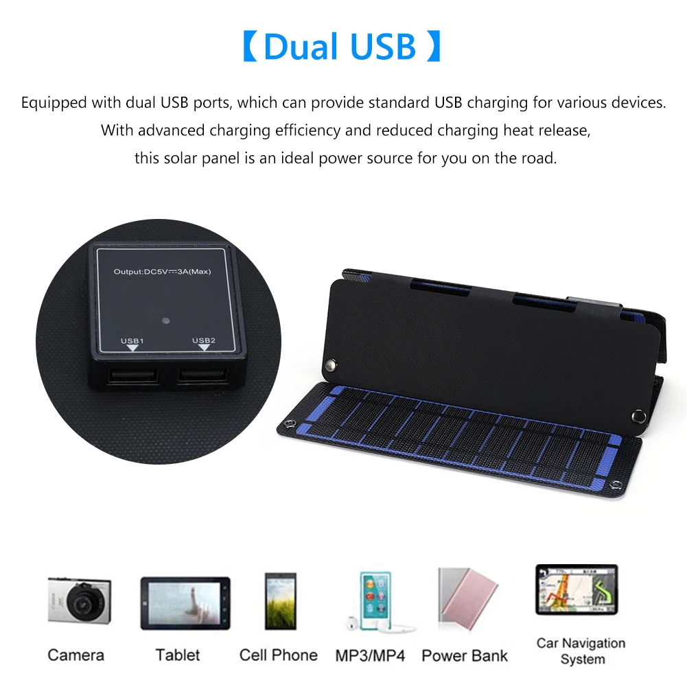 5V 40W Foldable Solar Panel Dual USB 2.0 Output IPX6 Waterproof Emergency Power Bank Ultra-thin Anti Scratch for Outdoor Camping