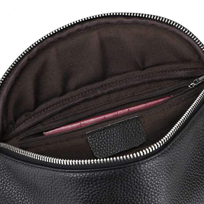 Genuine leather waist bag for men with sleek premium design and adjustable strap