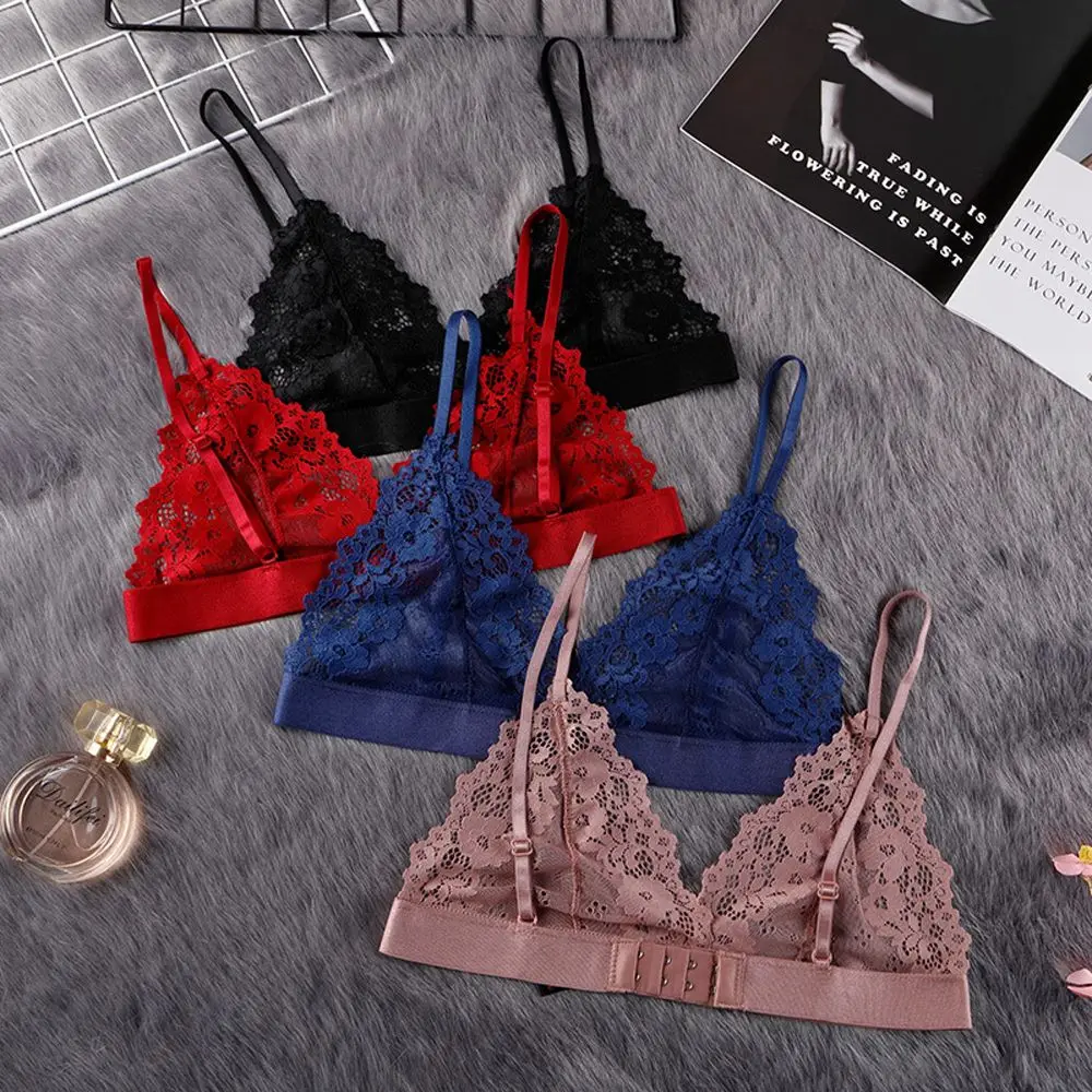 Transparent Anti Sag Tube Top NO Steel Ring Beauty Back Thin Underwear Lace Bralette Flower Women Bras Triangle Cup