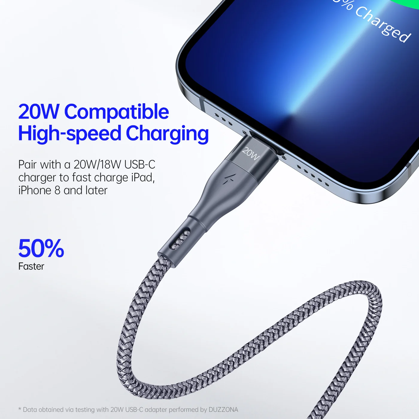 PD 20W 1m/2m/3m와 호환되는 USB C-라이트닝 케이블