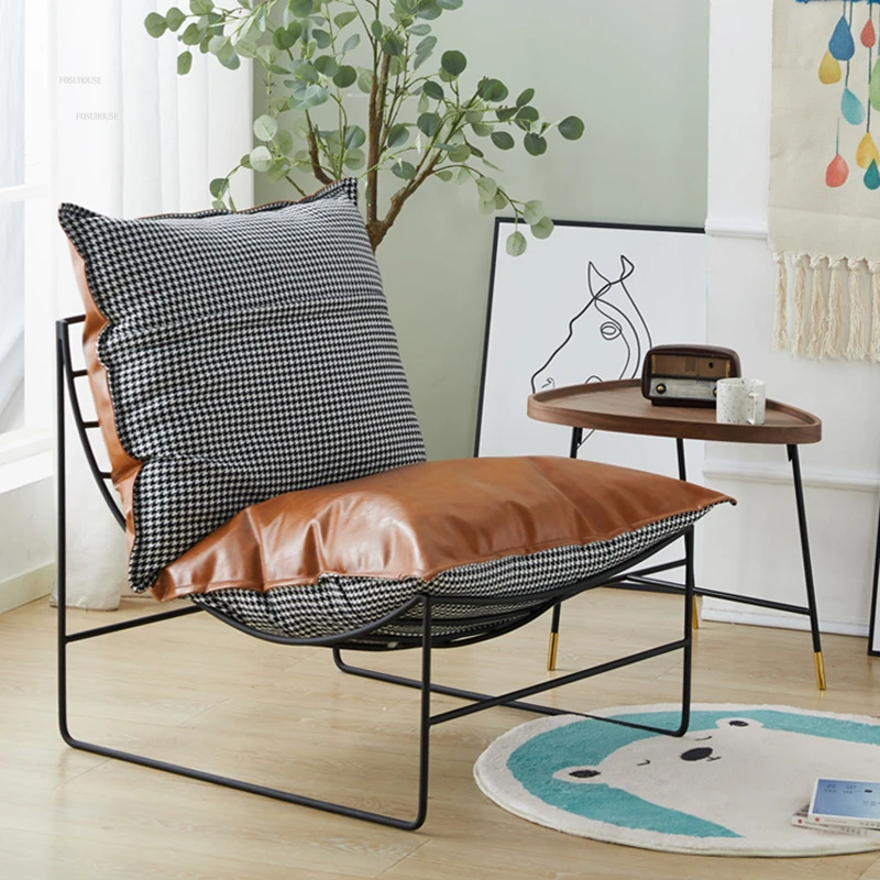 Nordic Wrought Iron Single Living Room Chairs Designer Balcony Back Sofa Chair Creative Bedroom Lazy Sofa Chairs Home Furniture 2 Nordic Wrought Iron Single Living Room Chairs Designer Balcony Back Sofa Chair Creative Bedroom Lazy Sofa Chairs Home Furniture 2