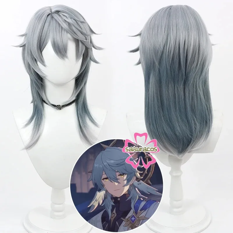 

Sunday Wig Honkai: Star Rail Cosplay Short Gray Blue Gradient Heat Resistant Synthetic Hair Role Play Party Costume Wigs