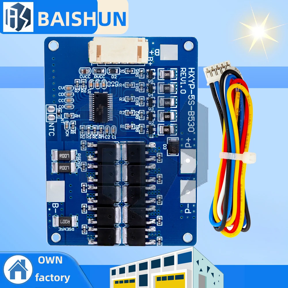 Scheda di Protezione Batteria al Litio 5S BMS 30A 45A 18V-21V per Batterie Li-ion 3.2V LiFePO4 con Bilanciamento e NTC