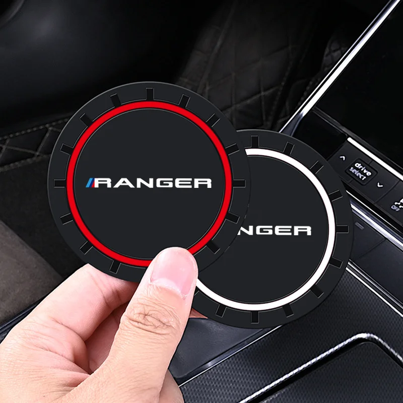 Car Cup Holder Anti Slip Insert Coaster Pad 2pcs For Ford Ranger T9 T6 Raptor cup holder coasters cup holder inserts car coaster pads