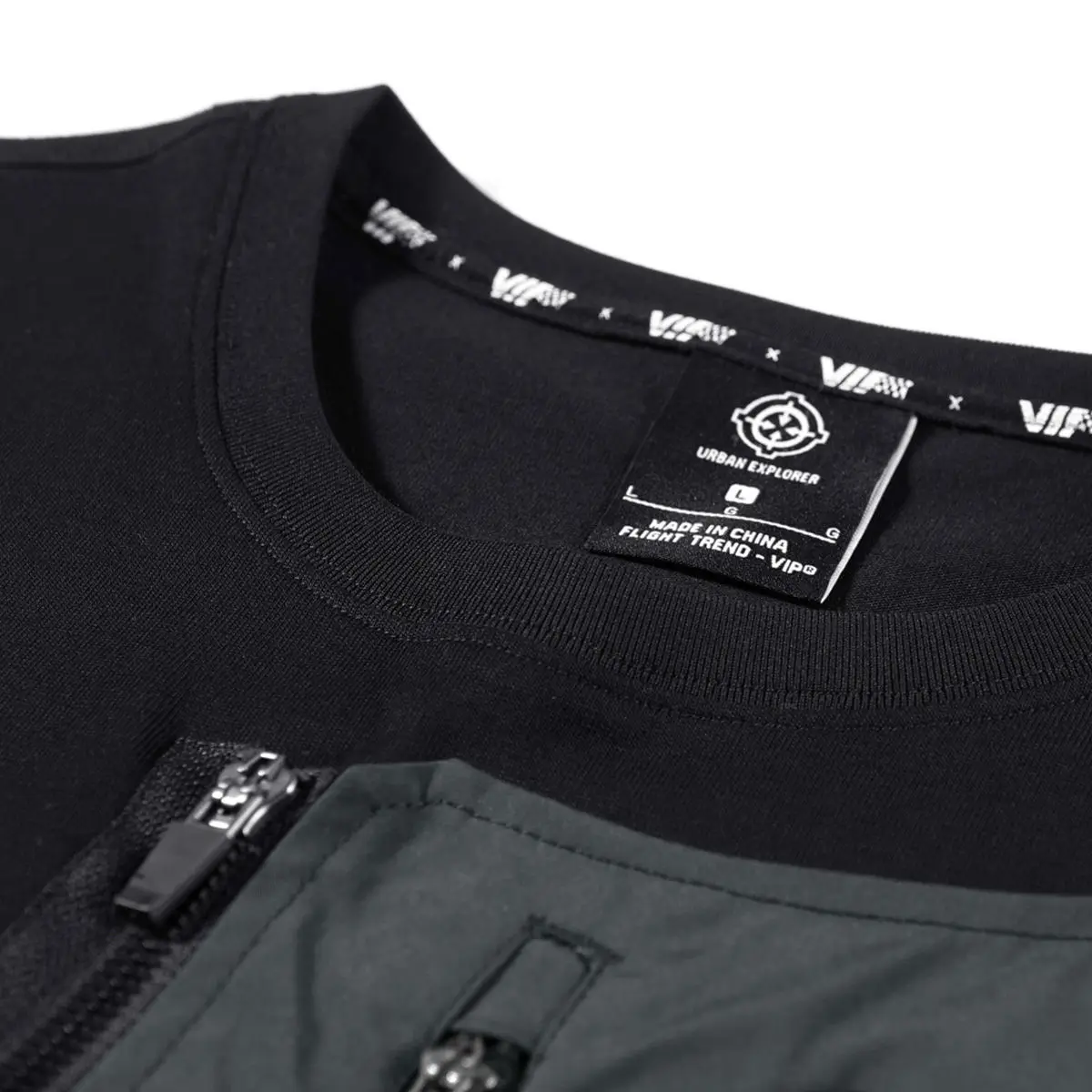 Trendyol Men Black Techwear 100% Cotton Patch Stich Short Sleeve T-Shirts Summer Mens Oversized Locomotive Style Tooling T Shirt