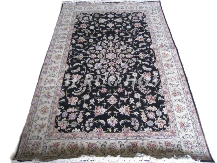 

Free shipping 6'X9' 160 Line Hand-knotted Wool and silk Oriental Persian carpet handmade carpet