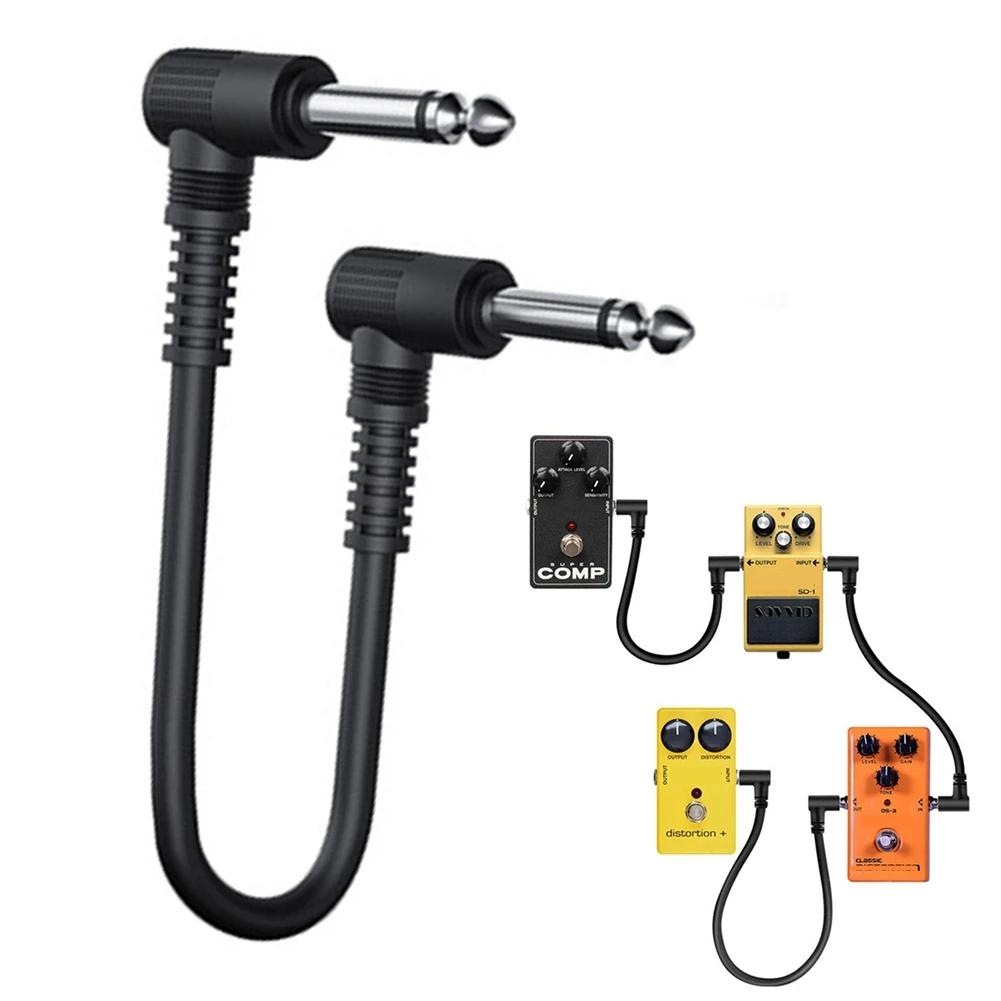 

15cm Guitar Effects Pedal Cable Connector 1/4in Plug Wire Right Angle Musical Instrument Guitar Pedals Accessories Tools