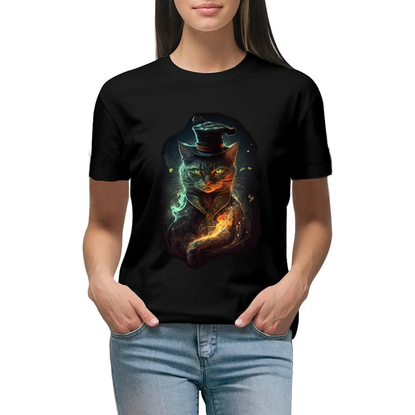 

Magic Cat T-shirt summer tops cute tops korean Women's clothes