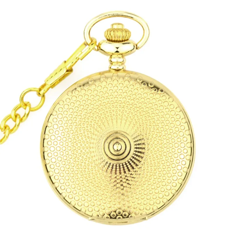 

Golden Tone Steampunk Antique Style Case Men's Hand Winding Mechanical Movement Pocket Watch with Fob Chain Nice Xmas Gift