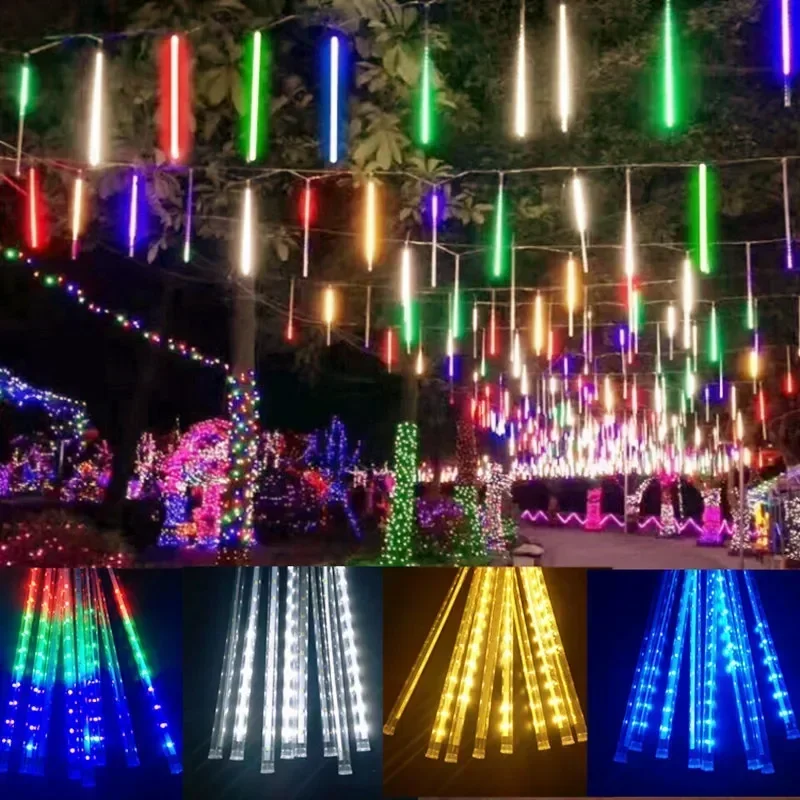 30/50cm 8 Tube Meteor Shower Rain LED String Lights Christmas Tree Decorations Street Garland for Decor Noel New Year Navidad