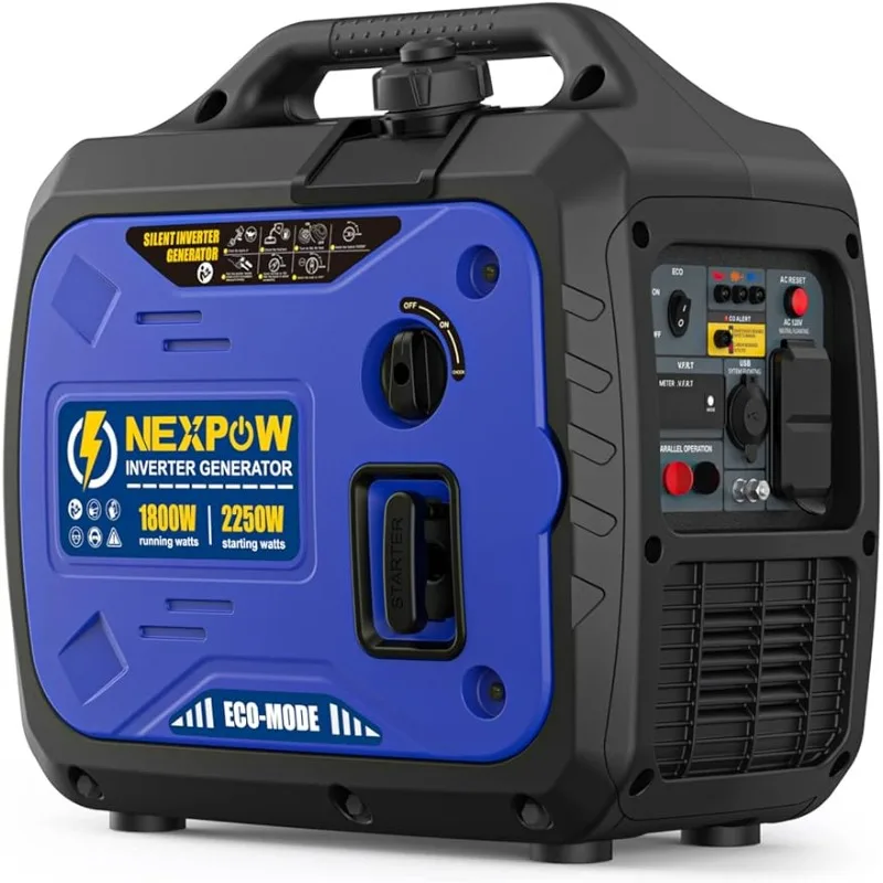 

NEXPOW Portable Inverter Generator, 2250W Super Quiet Generator with CO Alarm Ideal,Eco-Mode Feature, Parallel Capability