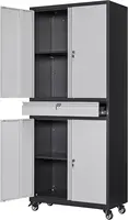 Metal Garage Storage Cabinet with Locking Doors and Adjustable Shelves, Rolling Tool Storage Cabinet with 4 Wheels and 1 Drawer 1