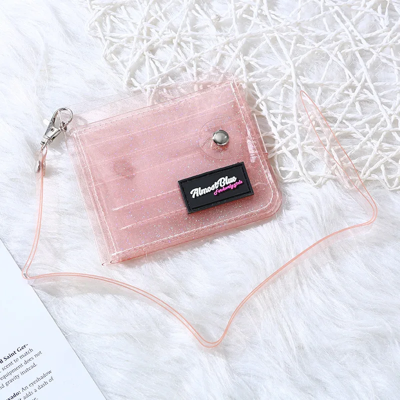Portafoglio Trasparente Donna Con Glitter E Cordino - Bifold In PVC Con 6 Slot Carte, Scomparto Contanti E Cinturino Rimovibile - Gioiello Jelly Colorato Per Festival E Viaggi