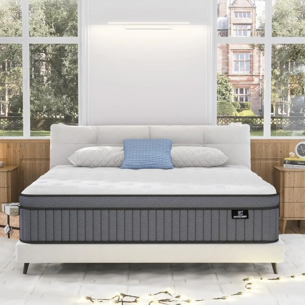 

King Size Mattress 12 Inch Hybrid King Mattress in a Box, High density Memory Foam and Independent Pocket Springs, Firm