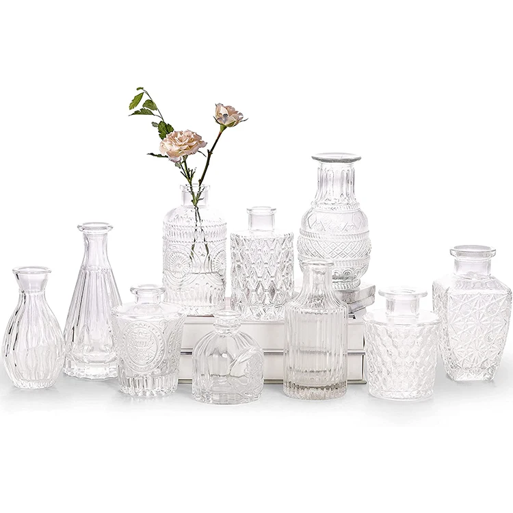 

K&B mini small glass crystal luxury vase set aromatherapy bottle vases for home centerpieces
