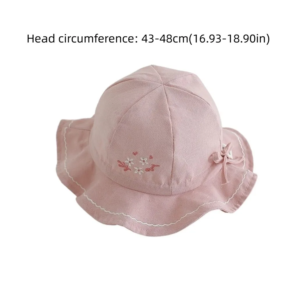 Adjustable Flower Infant Bucket Hat Love Heart Pleated Baby Sunhat Sunscreen Wide Brim Toddle Fisherman Hat Kid