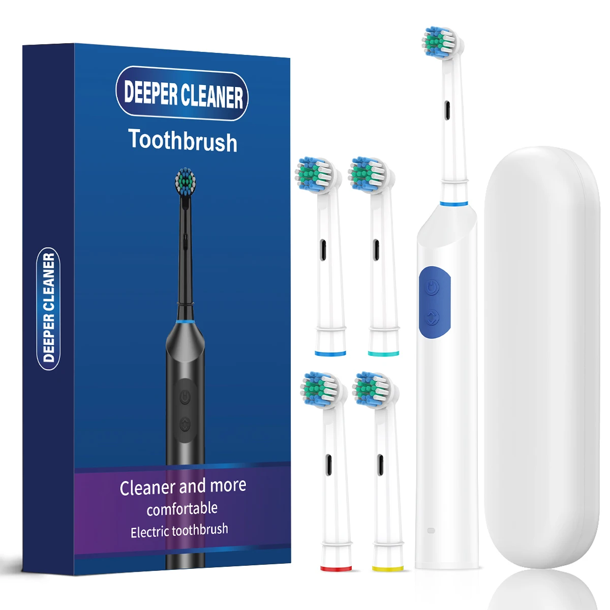 Rechargeable Waterproof Electric Toothbrush for Adults with 5 Cleaning Modes