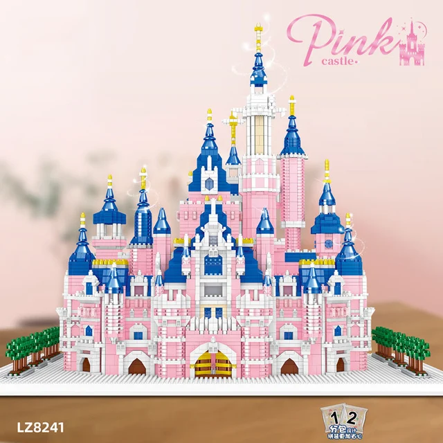 Creative Fairy Tale World Park Micro Diamond Block Pink Princess Castle Model Brick Toy Nanobricks Collection For Girls Gift 2