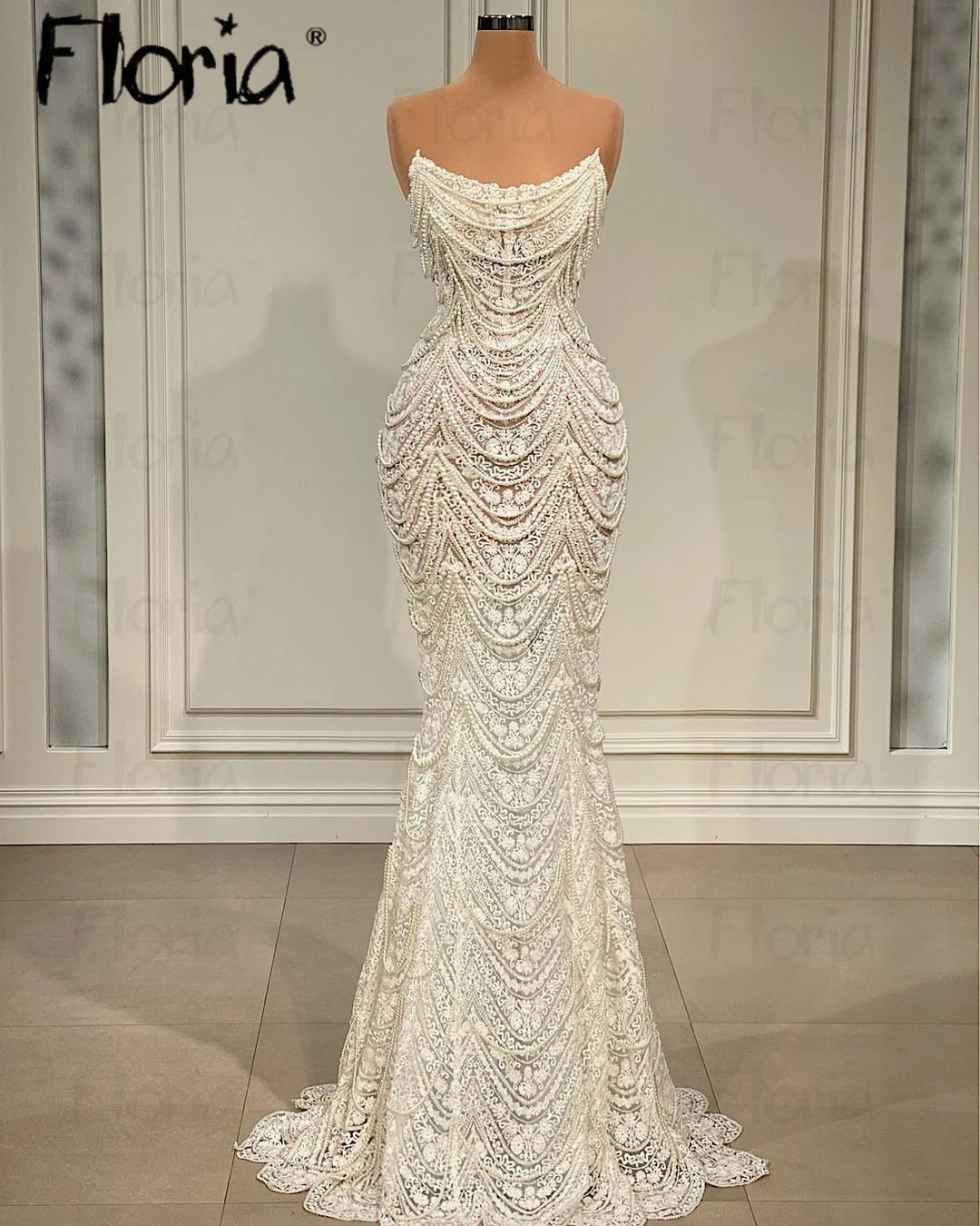 

Elegant Beading Pearls Wedding Dress Pretty Lace Appliqued Bridal Gowns Dubai свадебное платье Custom Made Robe de Mariée 2024
