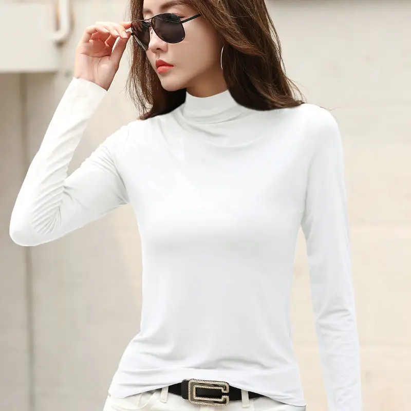

Half High Neck Women's Intimates Solid Color Thermal Underwear Tops Bottom Shirt Winter Long Sleeve Warm Underwear Lingerie Tops