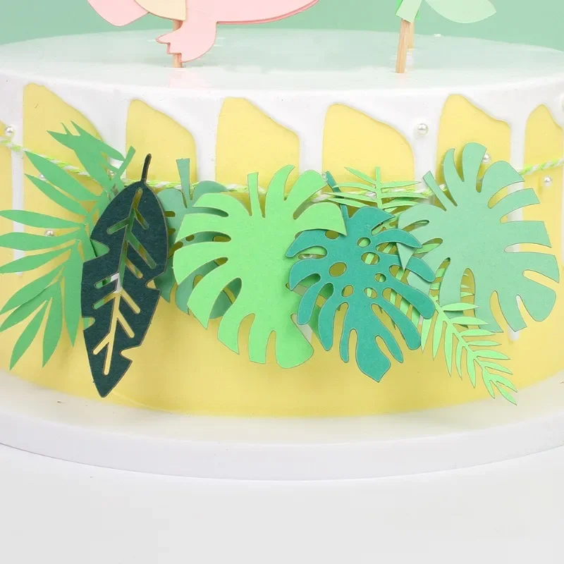 Dinosaur Cake Toppers Jungle Safari Dino Theme Party Cake Decor Palm Leaves Kids Birthday Party Decorations Baby Shower Supplies cake topper cake decoration