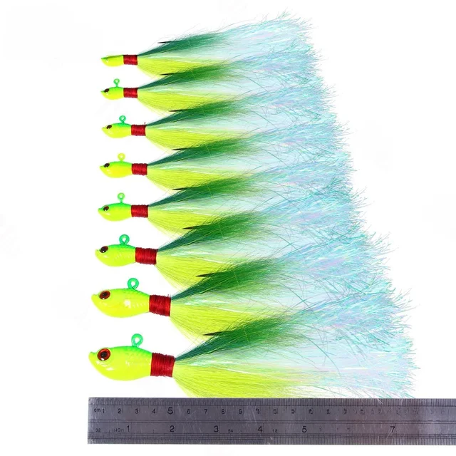 7g 10g 14g 21g 28g 42g 56g 85g Bucktail Lead Jig Hooks Deer Hair Feathers Beard Lead Fish Head Jigging Bass Carp Ice Fishing 6