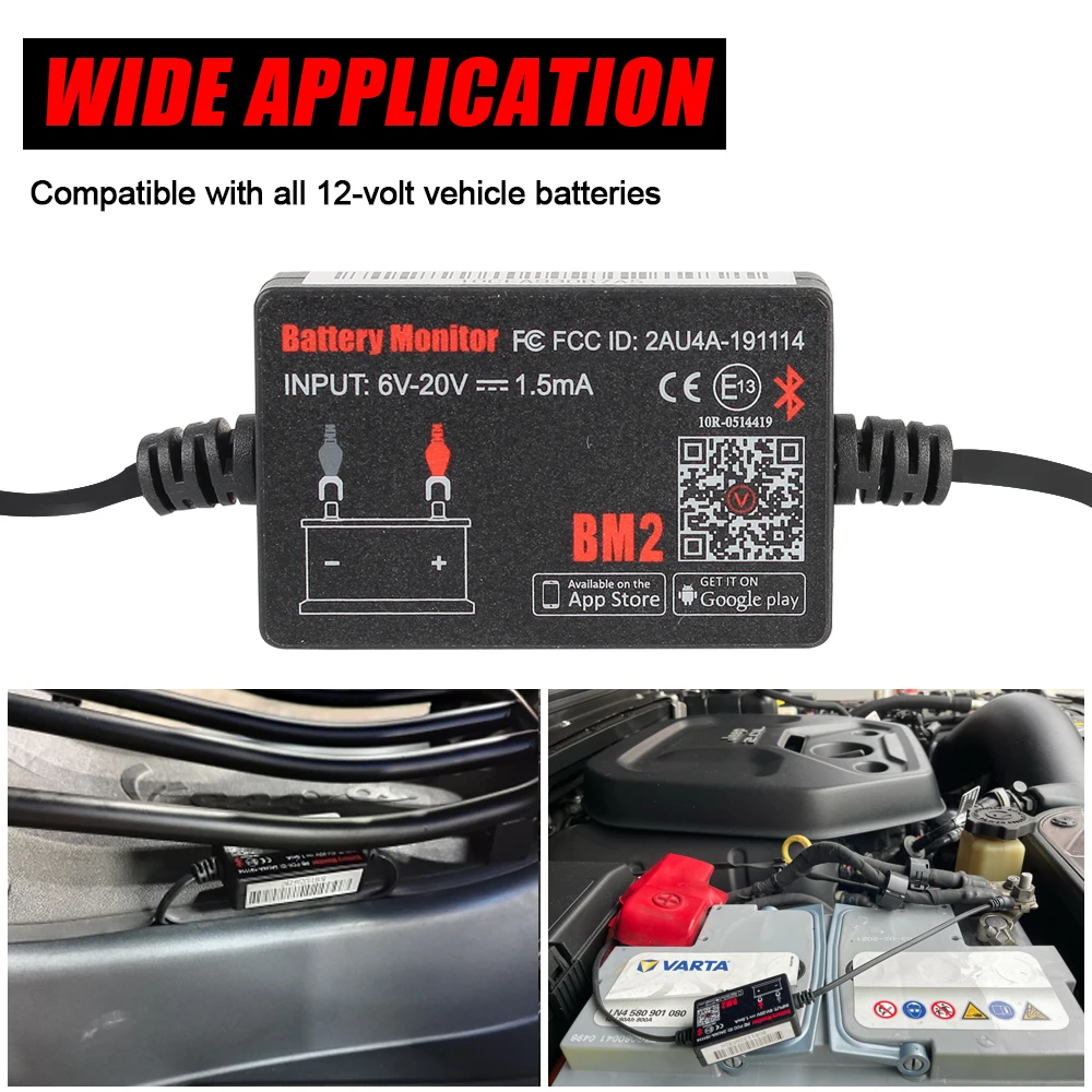 test car battery with multimeter 12V For Android IOS Phone Digital Analyzer Bluetooth 4.0 BM2 With Alarm Voltage Charging Cranking Test Car Battery Monitor coolant temperature gauges