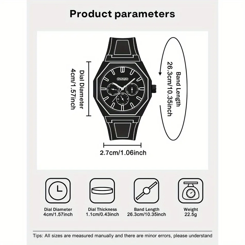 Elegante Herren-Quarzuhr – Silikonarmband, Analoganzeige, Weihnachts- und Halloween-Geschenk, kreative Armbanduhr, Herren-Geschenk – Detail 4